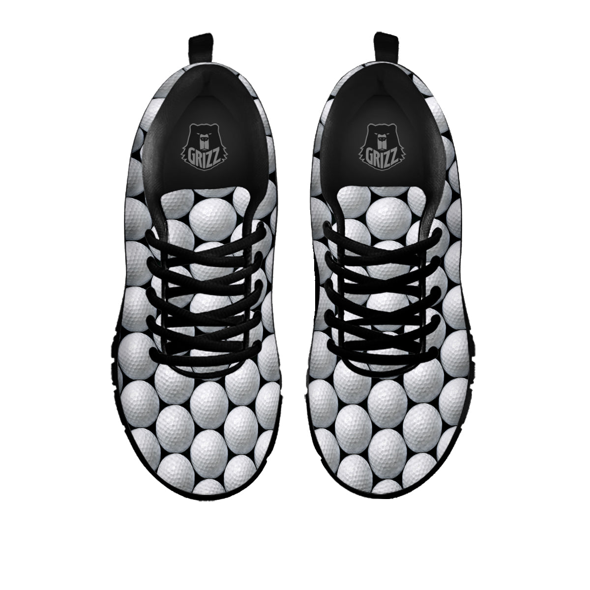 Giant Golf Ball Print Pattern Black Sneaker-grizzshop