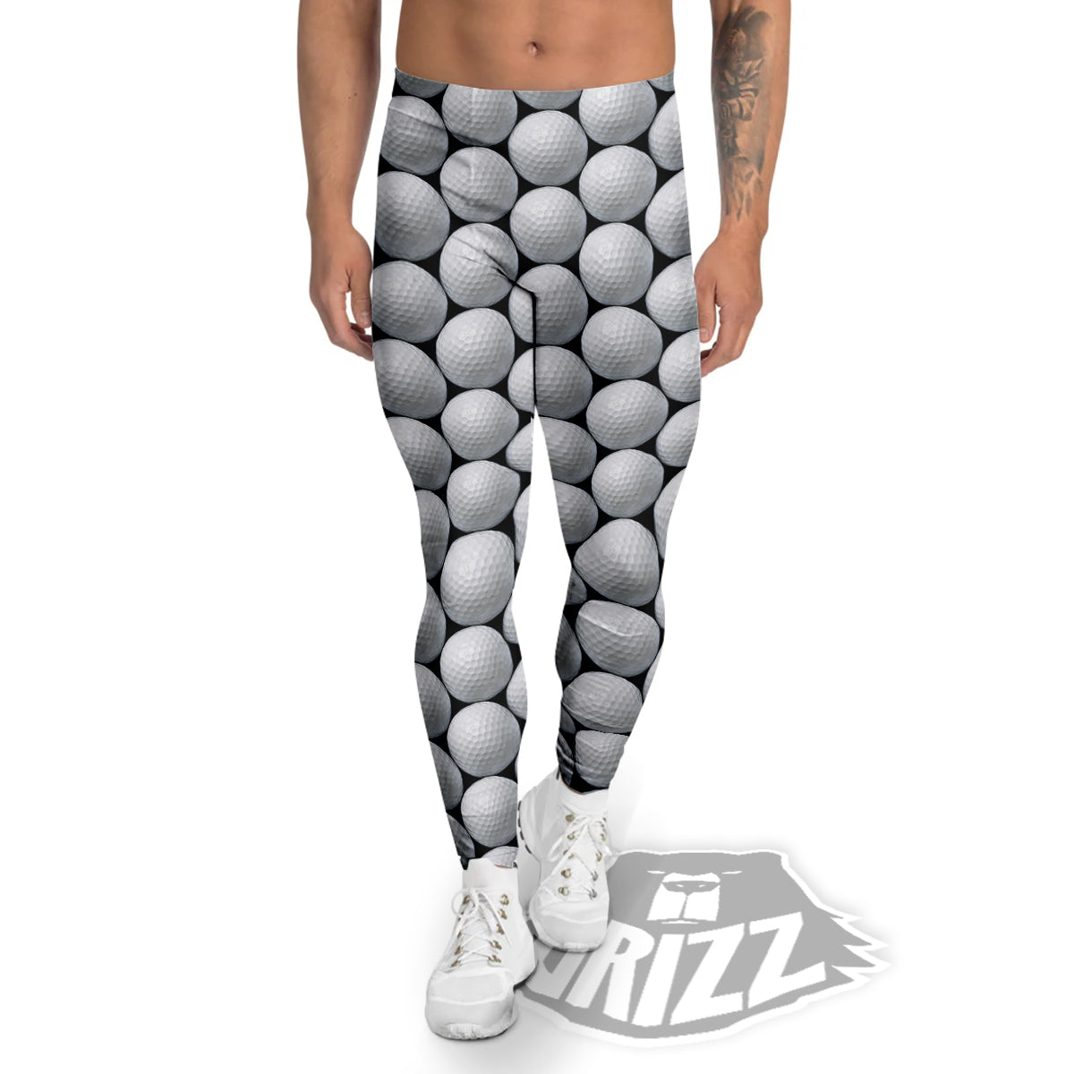 Giant Golf Ball Print Pattern Men's Leggings-grizzshop