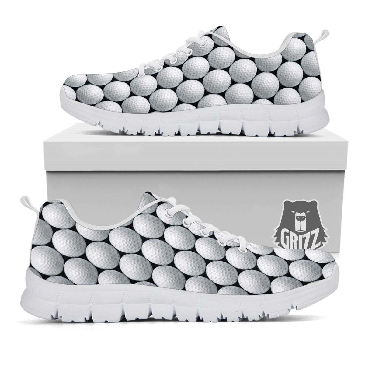 Giant Golf Ball Print Pattern White Sneaker-grizzshop