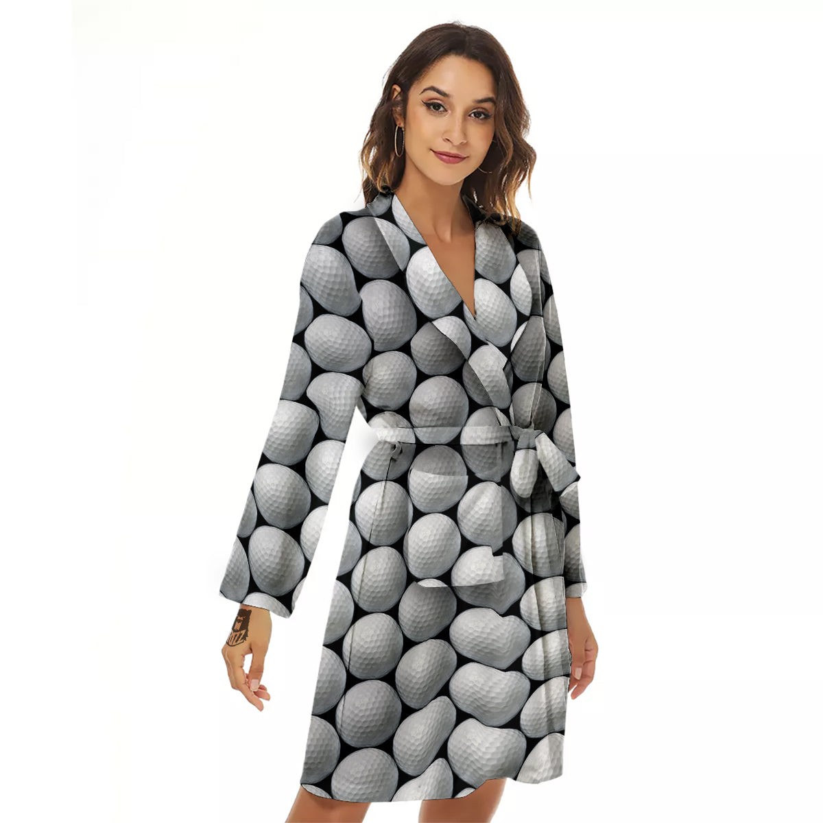 Giant Golf Ball Print Pattern Women's Robe-grizzshop