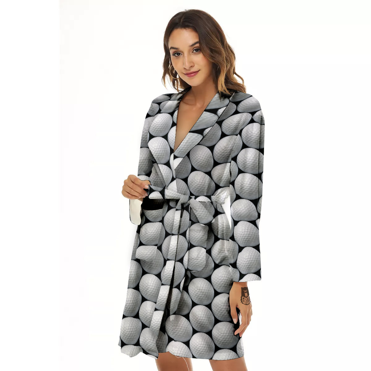 Giant Golf Ball Print Pattern Women's Robe-grizzshop