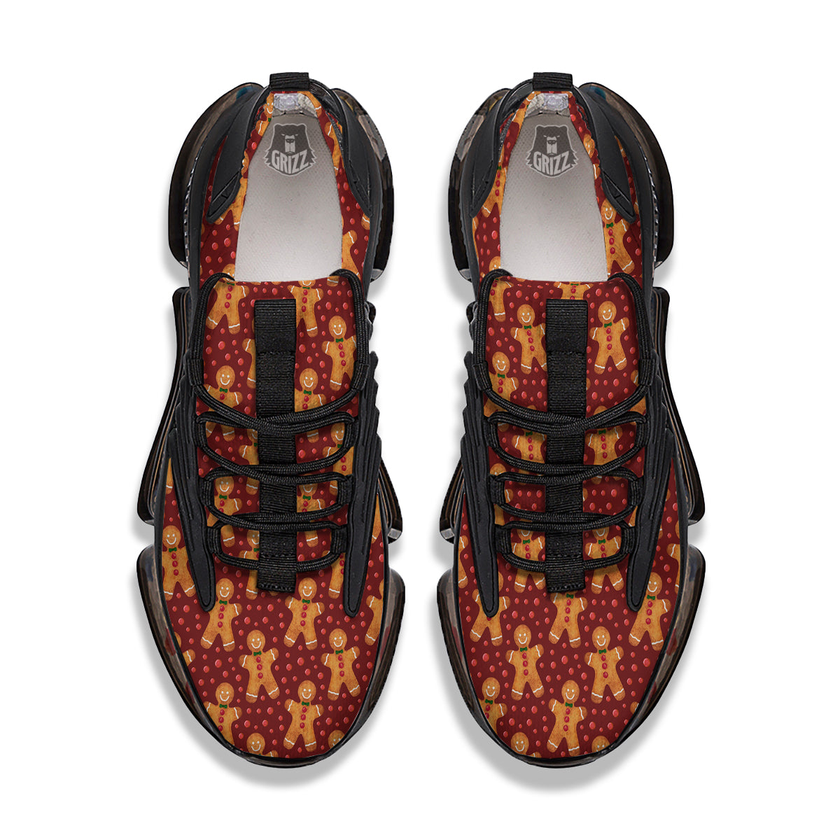 Gingerbread Brown Print Pattern Black Gym Shoes-grizzshop