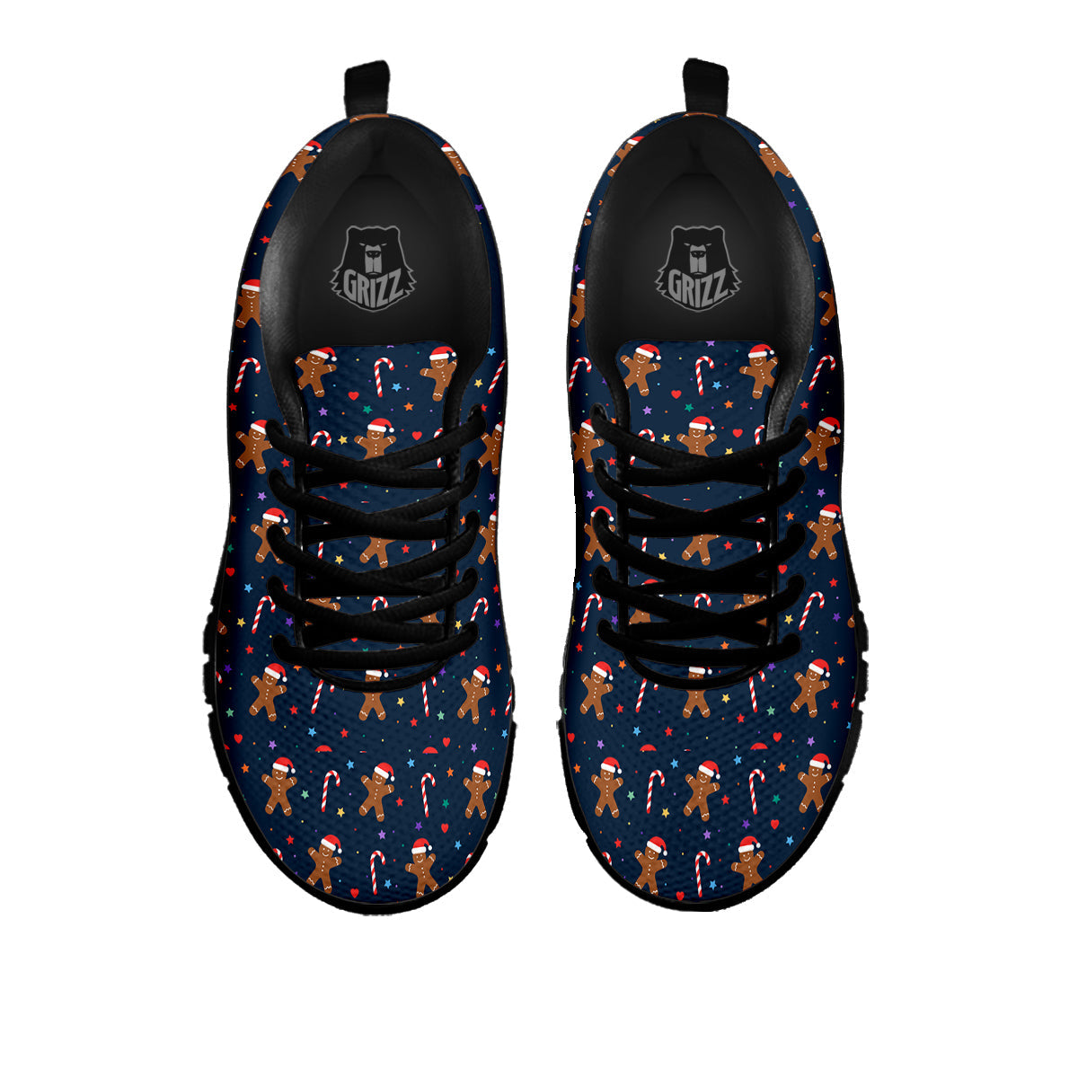 Gingerbread Christmas Print Pattern Black Sneaker-grizzshop