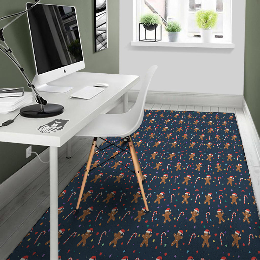 Gingerbread Christmas Print Pattern Floor Mat-grizzshop