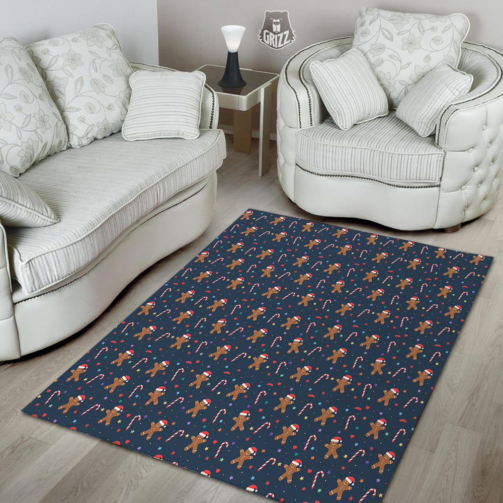 Gingerbread Christmas Print Pattern Floor Mat-grizzshop