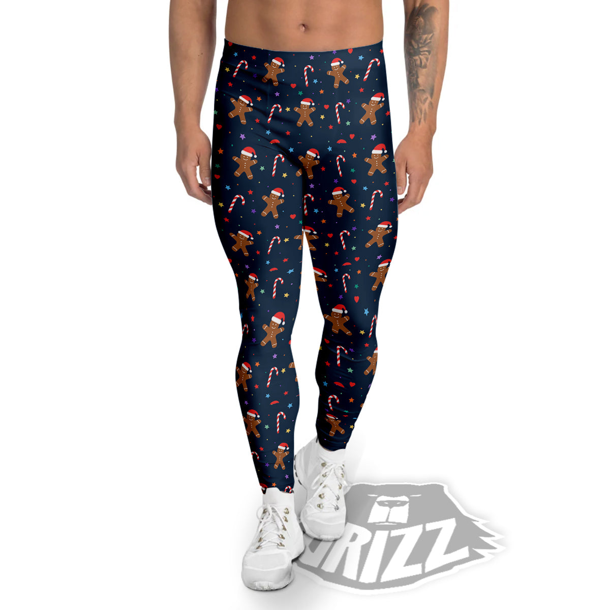 Gingerbread Christmas Print Pattern Men's Leggings-grizzshop