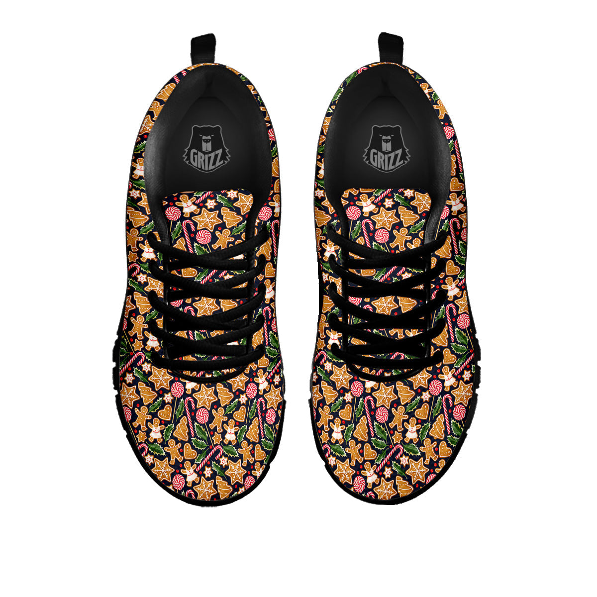 Gingerbread Cute Print Pattern Black Sneaker-grizzshop