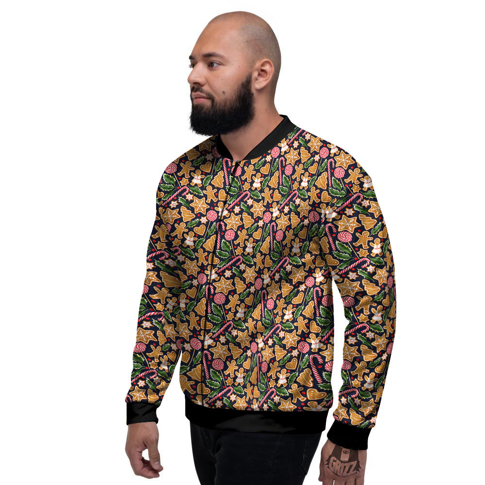 Gingerbread Cute Print Pattern Men's Bomber Jacket-grizzshop