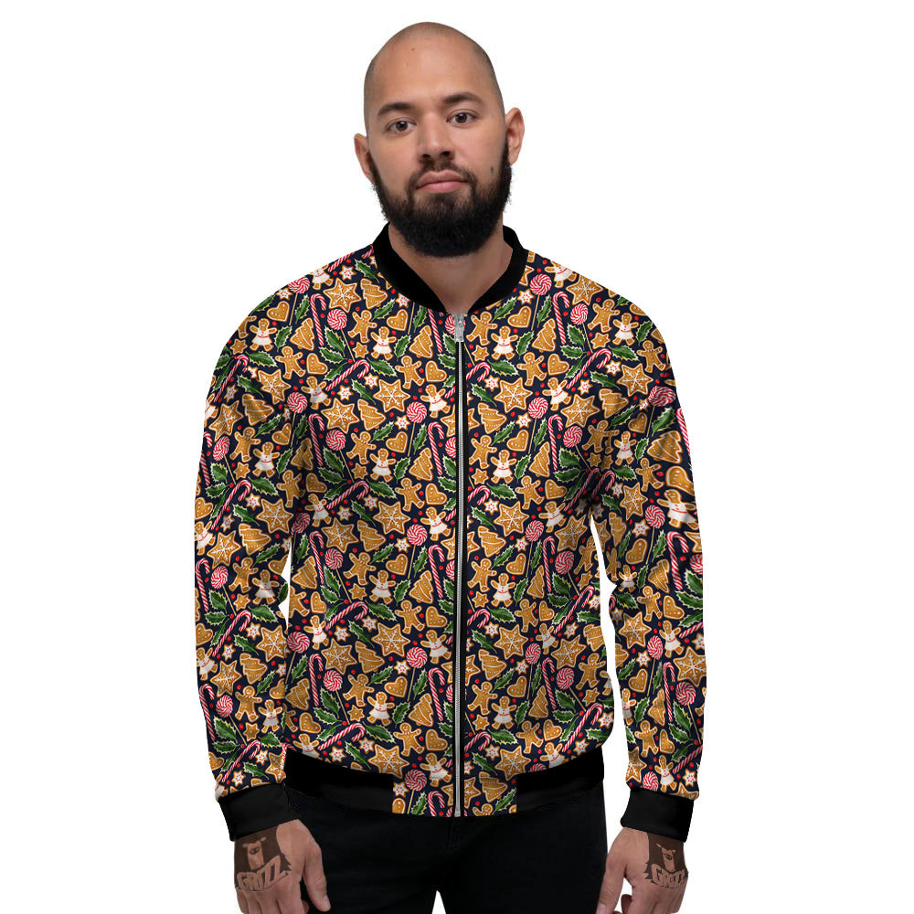 Gingerbread Cute Print Pattern Men's Bomber Jacket-grizzshop