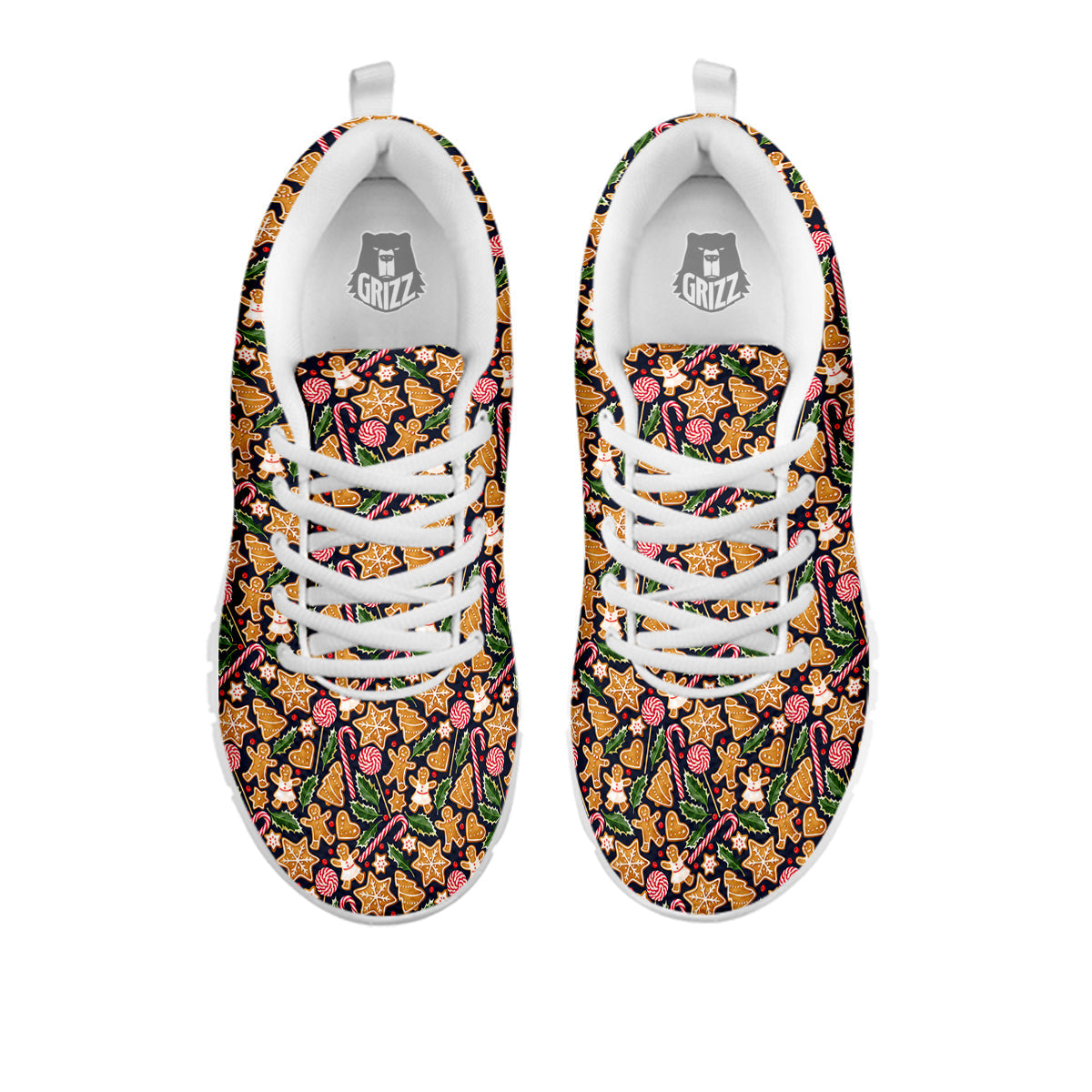 Gingerbread Cute Print Pattern White Sneaker-grizzshop