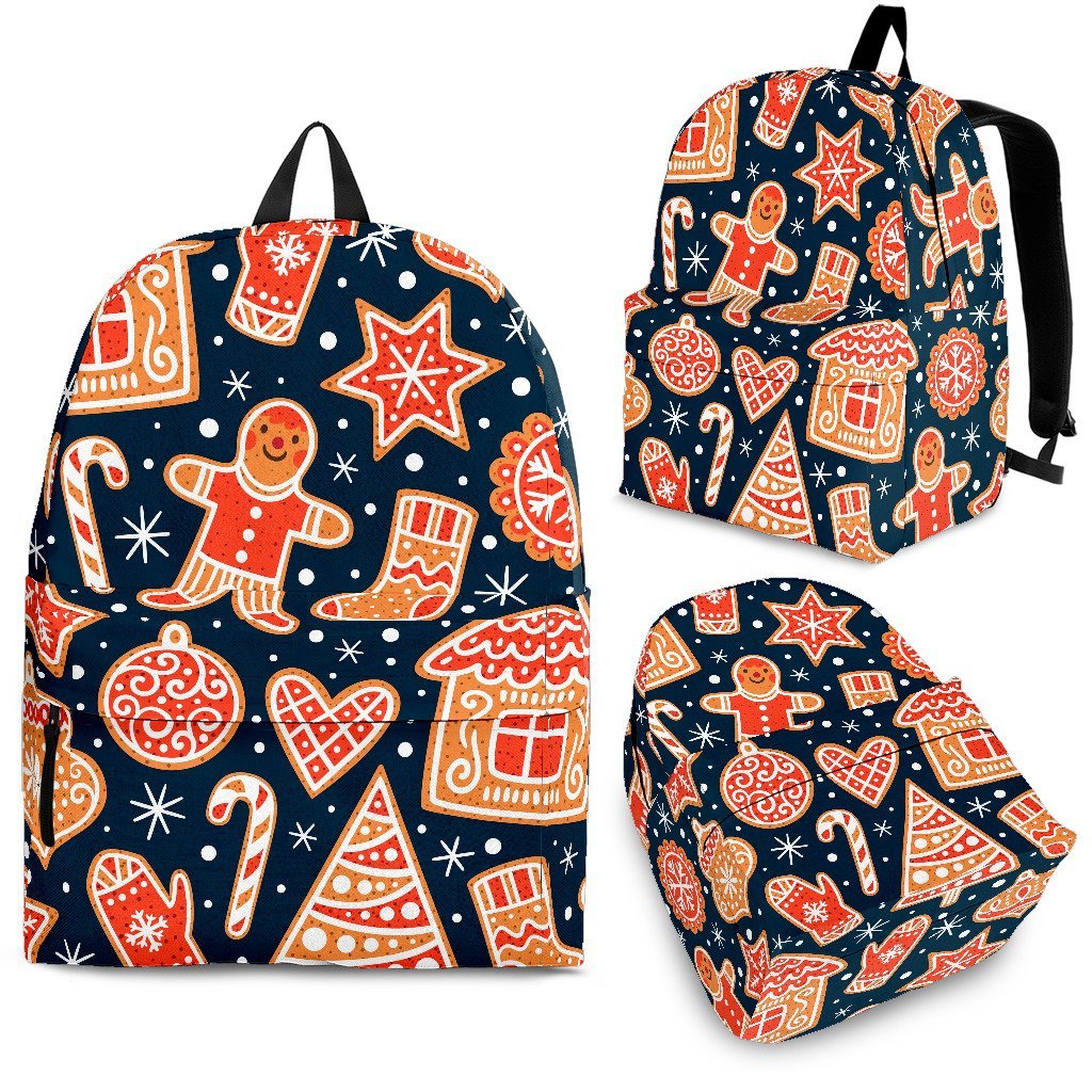 Gingerbread Man Chirstmas Pattern Print Backpack-grizzshop