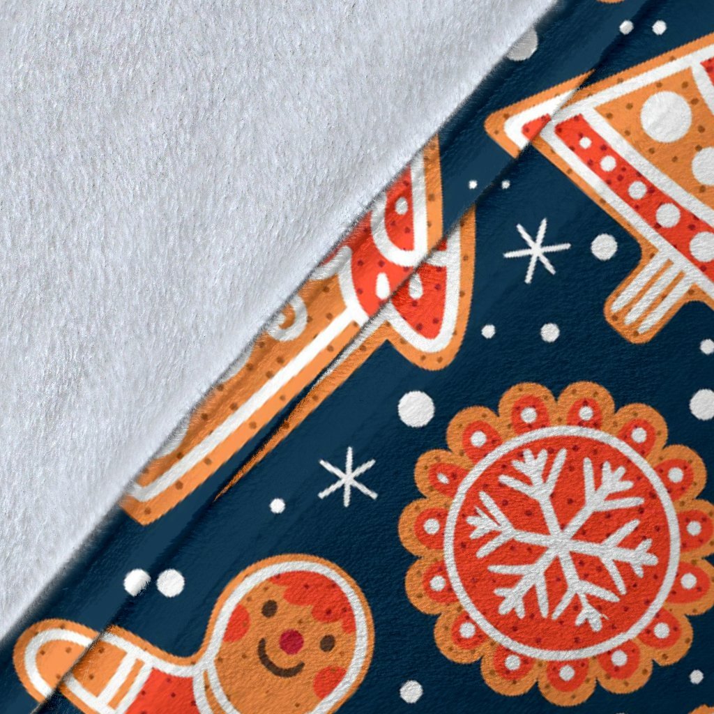 Gingerbread Man Chirstmas Pattern Print Blanket-grizzshop