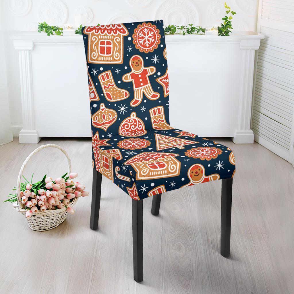 Gingerbread Man Chirstmas Pattern Print Chair Cover-grizzshop