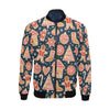 Gingerbread Man Chirstmas Pattern Print Men's Bomber Jacket-grizzshop