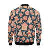 Gingerbread Man Chirstmas Pattern Print Men's Bomber Jacket-grizzshop