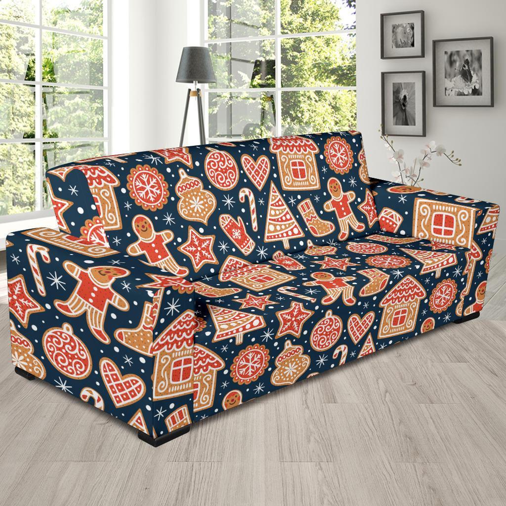 Gingerbread Man Chirstmas Pattern Print Sofa Covers-grizzshop