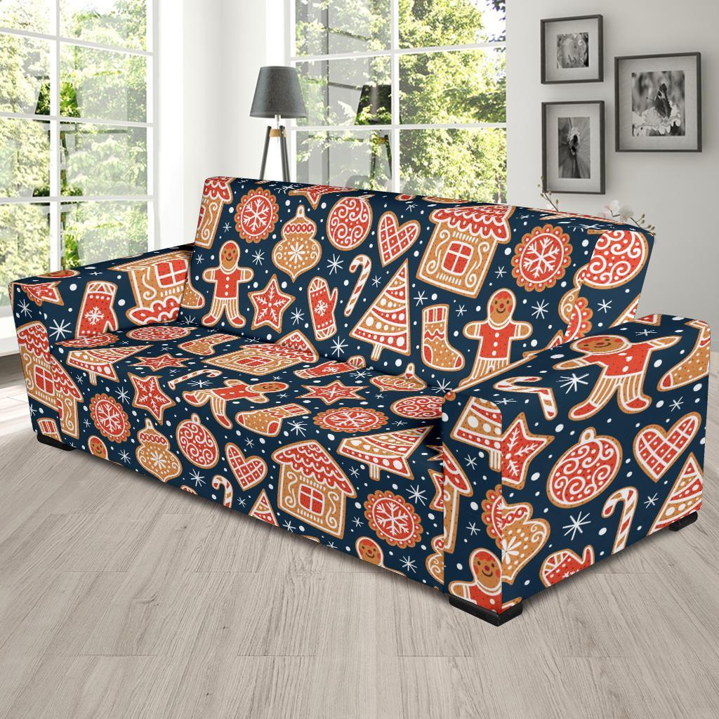 Gingerbread Man Chirstmas Pattern Print Sofa Covers-grizzshop