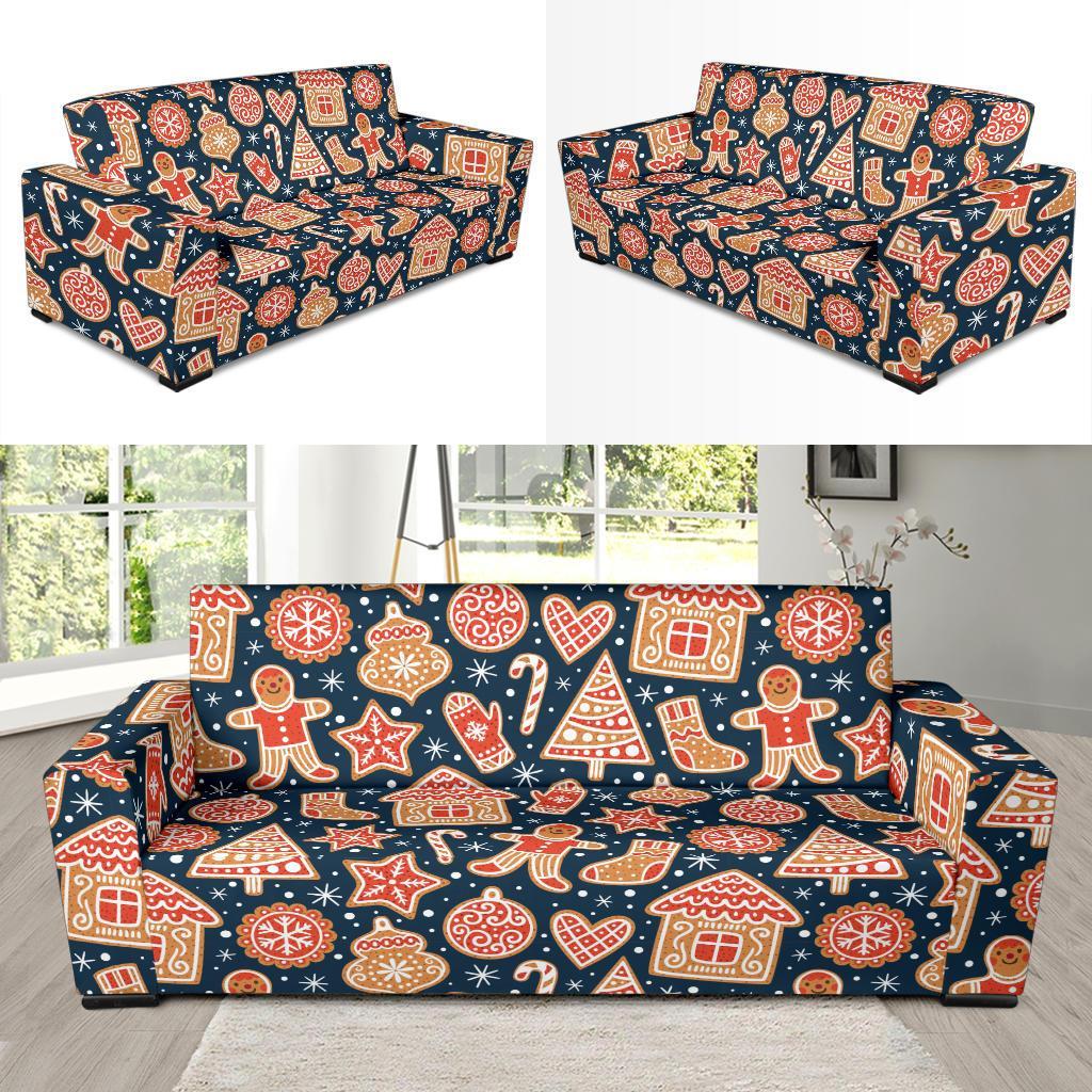 Gingerbread Man Chirstmas Pattern Print Sofa Covers-grizzshop