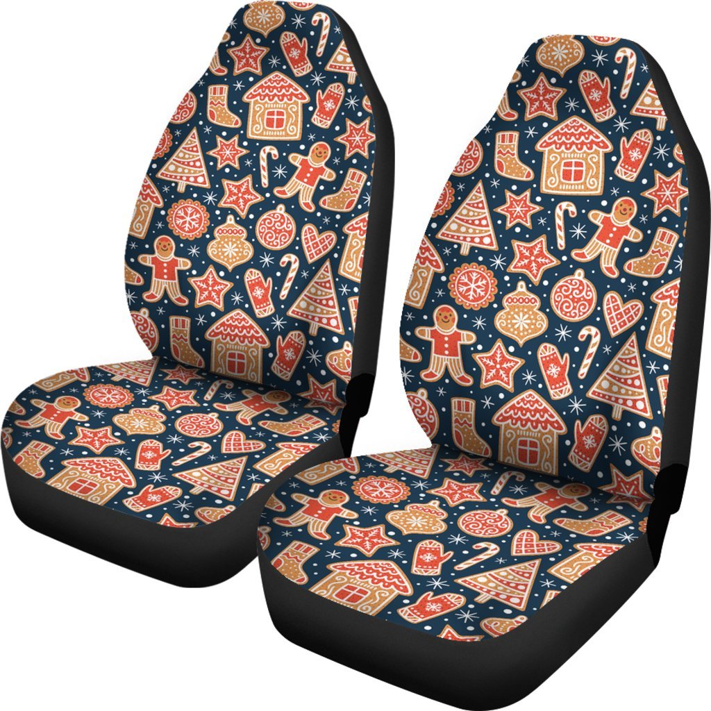 Gingerbread Man Chirstmas Pattern Print Universal Fit Car Seat Cover-grizzshop