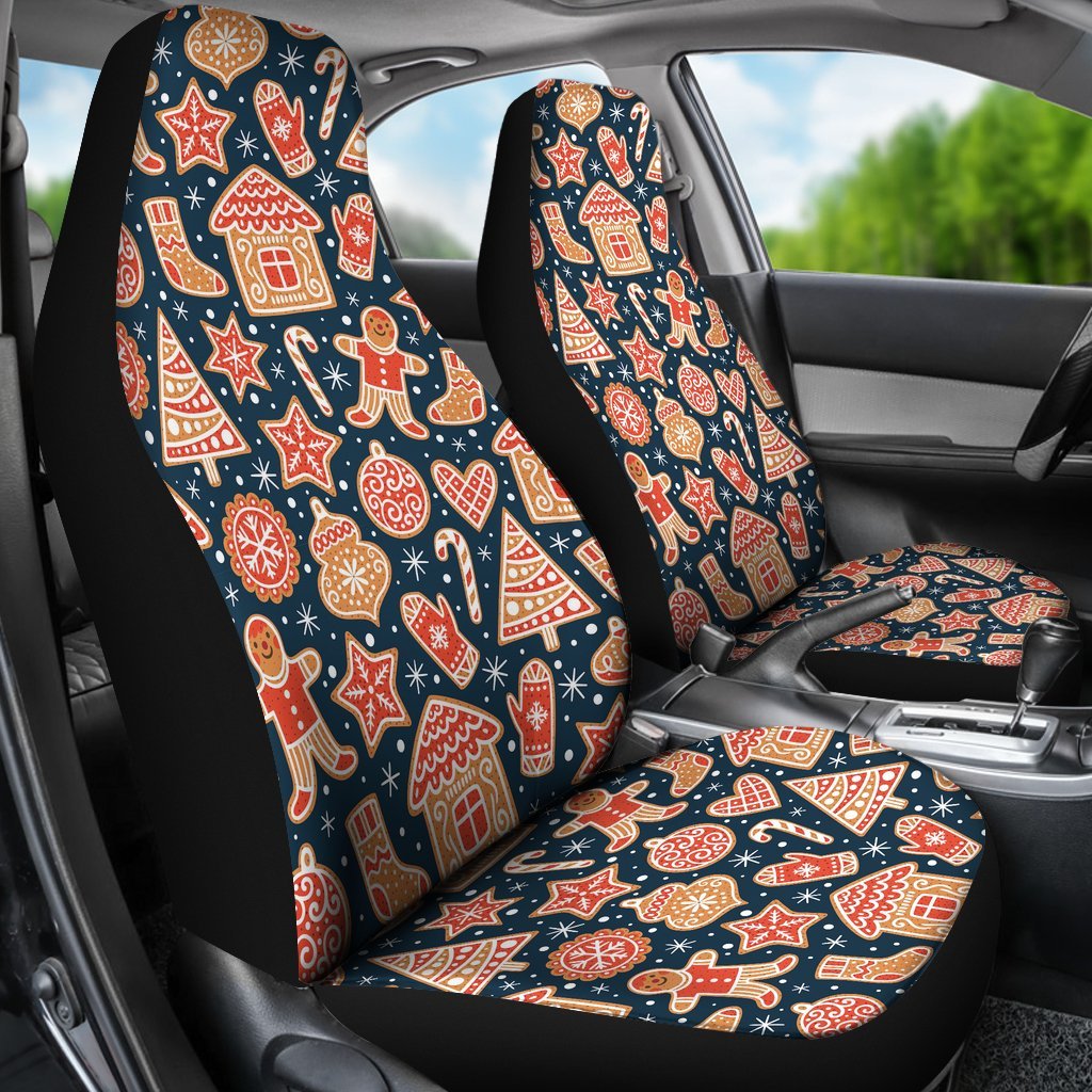 Gingerbread Man Chirstmas Pattern Print Universal Fit Car Seat Cover-grizzshop