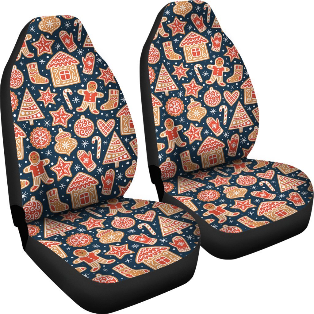 Gingerbread Man Chirstmas Pattern Print Universal Fit Car Seat Cover-grizzshop