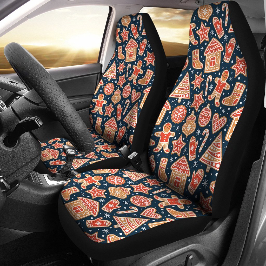 Gingerbread Man Chirstmas Pattern Print Universal Fit Car Seat Cover-grizzshop