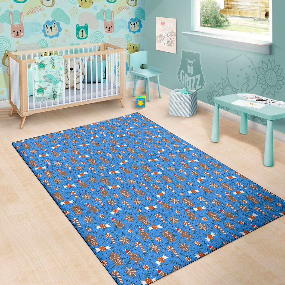 Gingerbread Man Christmas Print Pattern Floor Mat-grizzshop