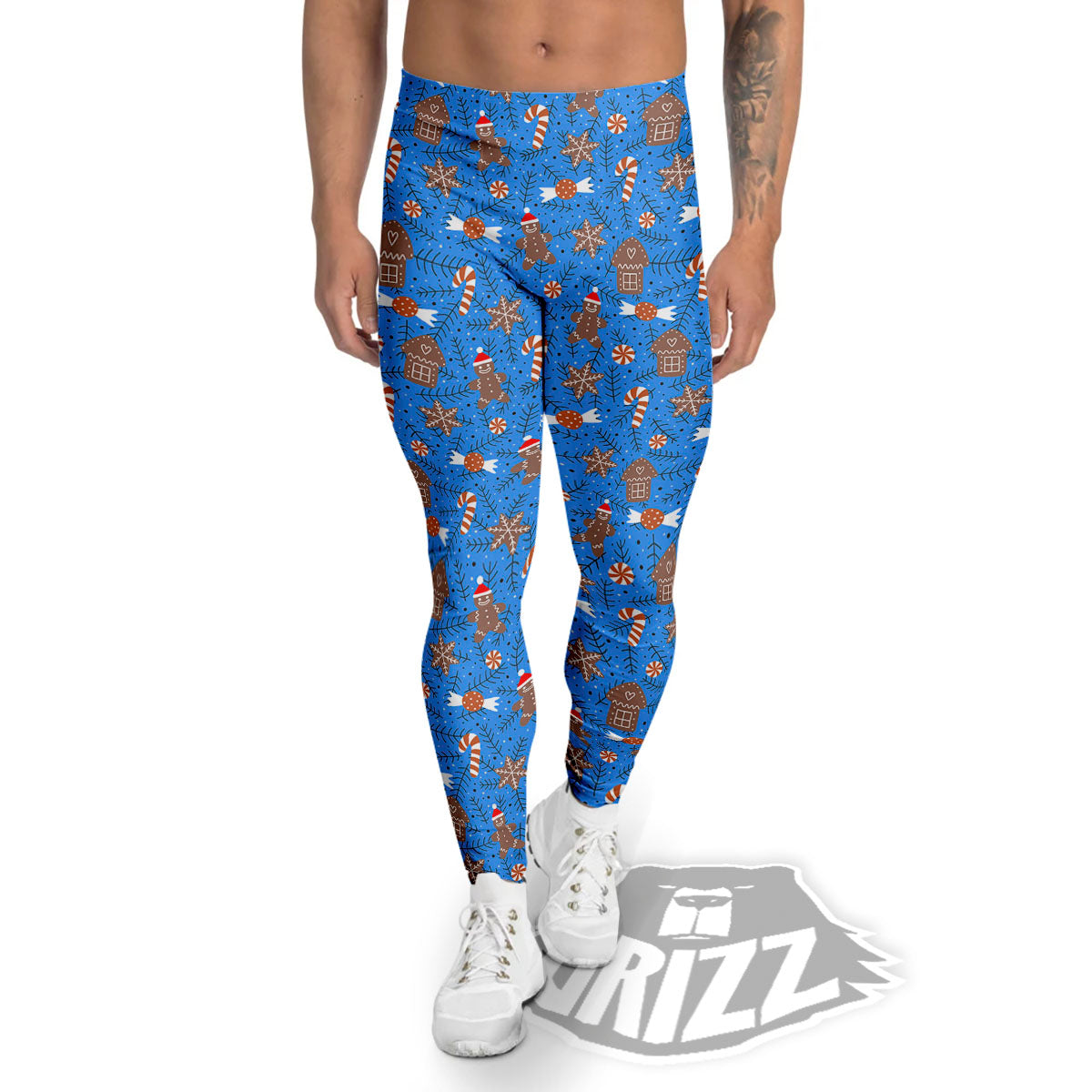 Gingerbread Man Christmas Print Pattern Men's Leggings-grizzshop