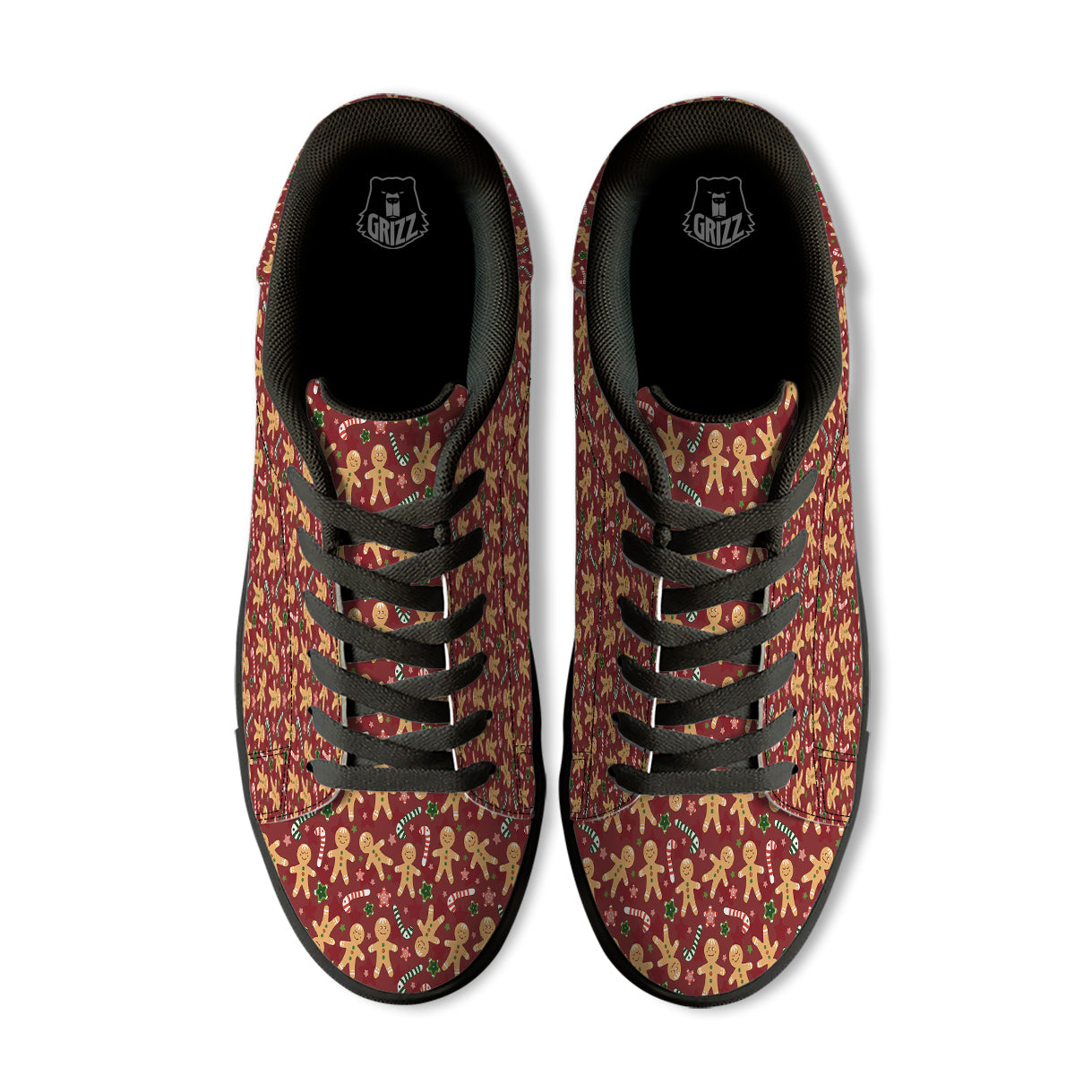 Gingerbread Man Cute Print Pattern Black Low Top Sneakers-grizzshop