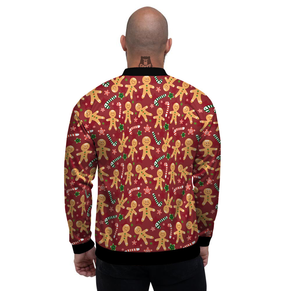 Gingerbread Man Cute Print Pattern Men's Bomber Jacket-grizzshop