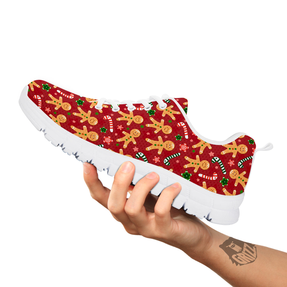 Gingerbread Man Cute Print Pattern White Sneaker-grizzshop