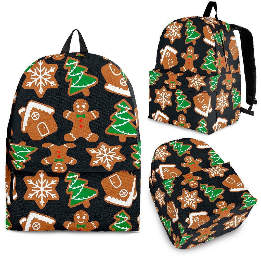 Gingerbread Man Pattern Print Chirstmas Backpack-grizzshop