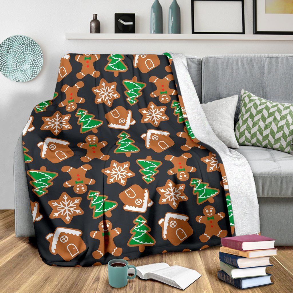 Gingerbread Man Pattern Print Chirstmas Blanket-grizzshop