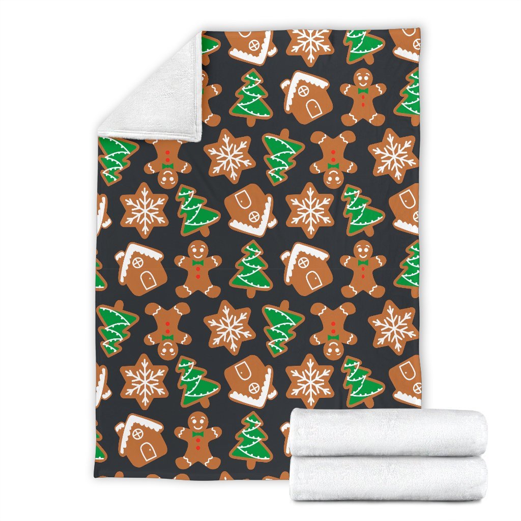 Gingerbread Man Pattern Print Chirstmas Blanket-grizzshop