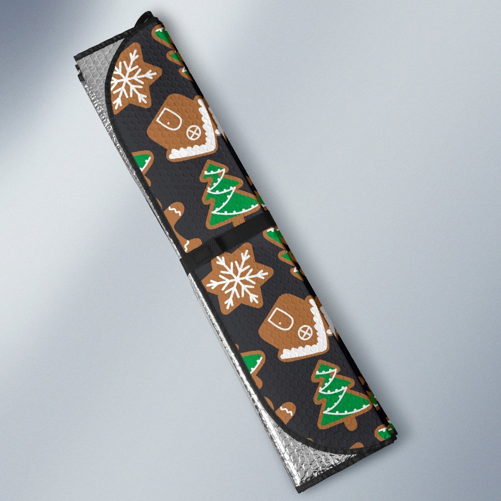 Gingerbread Man Pattern Print Chirstmas Car Sun Shade-grizzshop