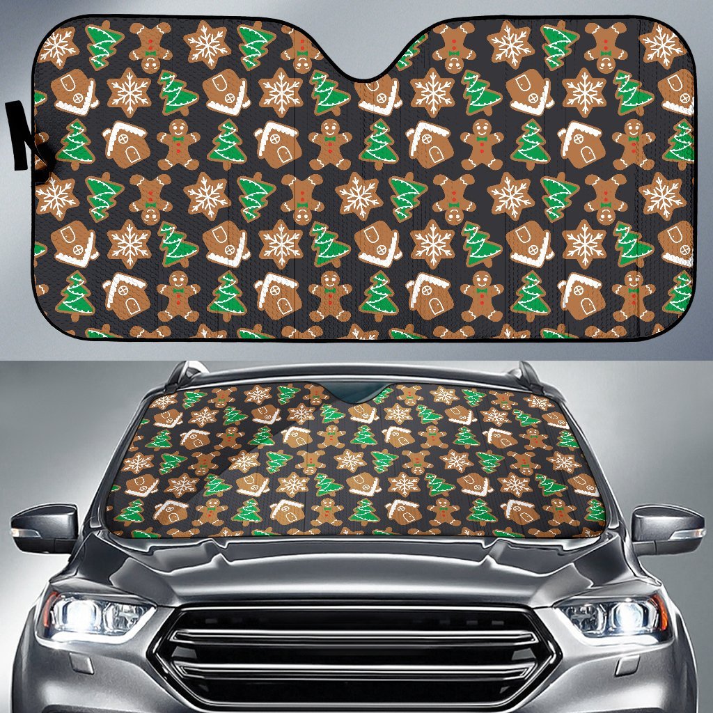 Gingerbread Man Pattern Print Chirstmas Car Sun Shade-grizzshop
