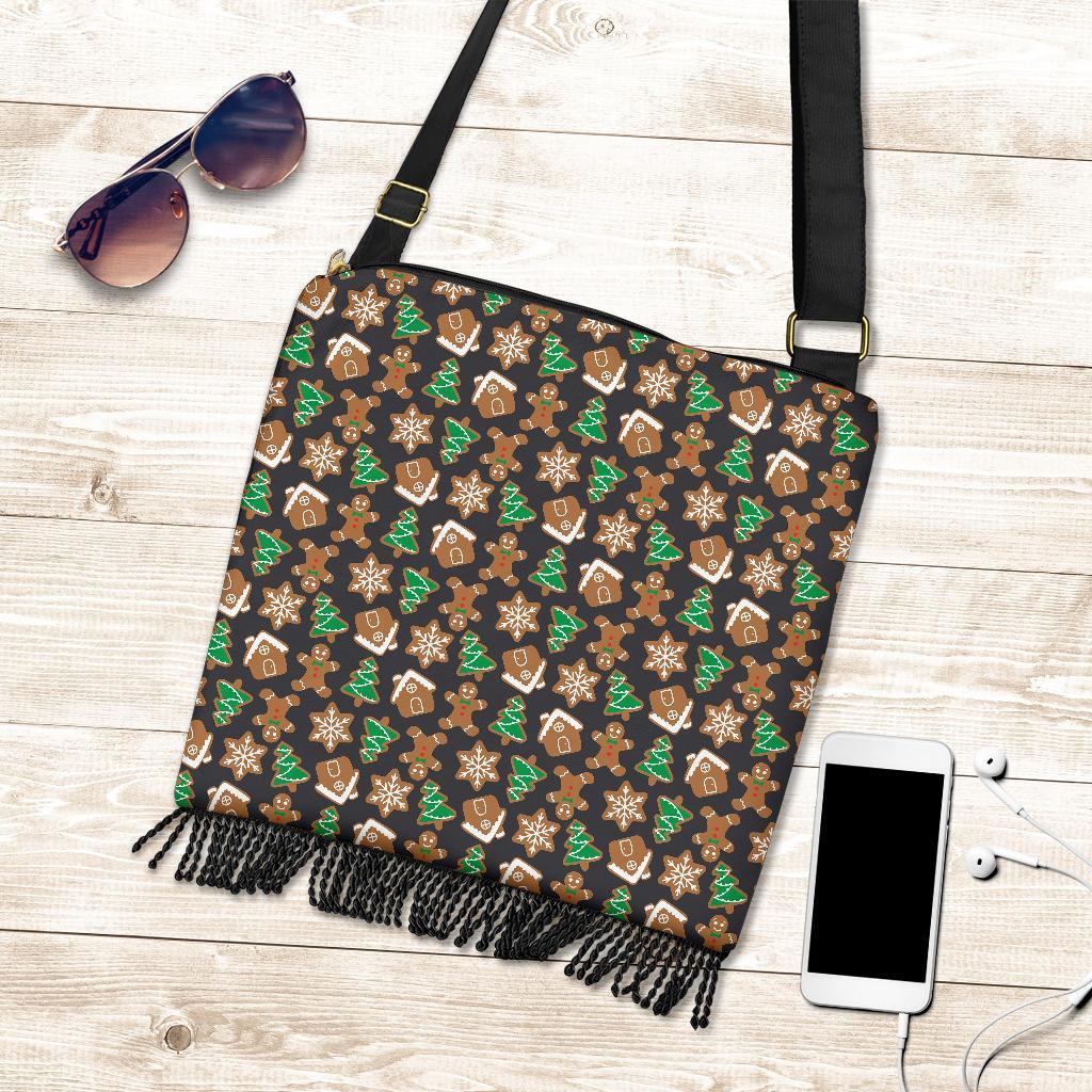 Gingerbread Man Pattern Print Chirstmas Crossbody Bags-grizzshop