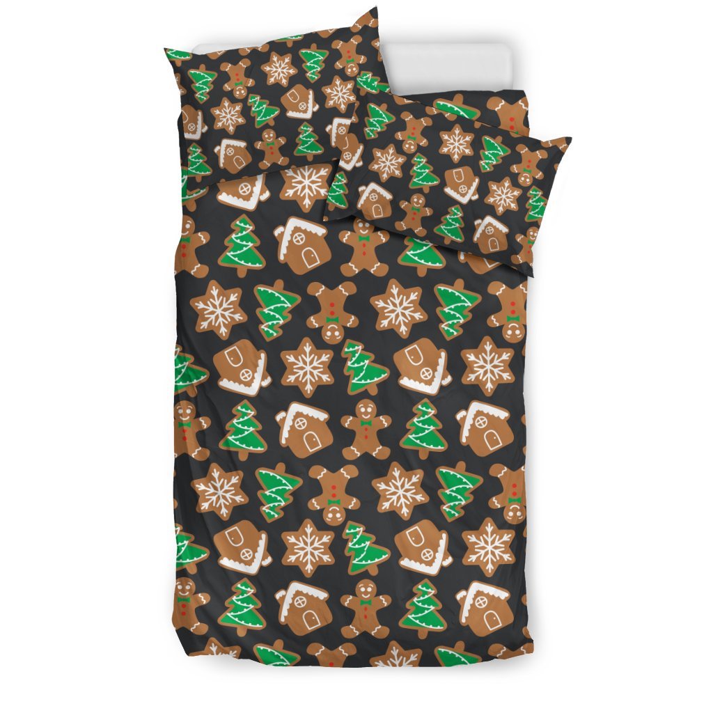 Gingerbread Man Pattern Print Chirstmas Duvet Cover Bedding Set-grizzshop