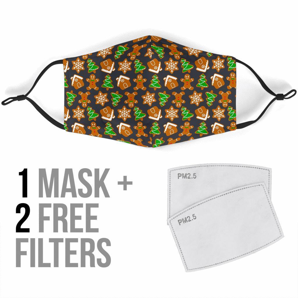 Gingerbread Man Pattern Print Chirstmas Face Mask-grizzshop