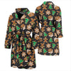 Gingerbread Man Pattern Print Chirstmas Men Long Robe-grizzshop