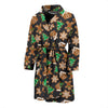 Gingerbread Man Pattern Print Chirstmas Men Long Robe-grizzshop