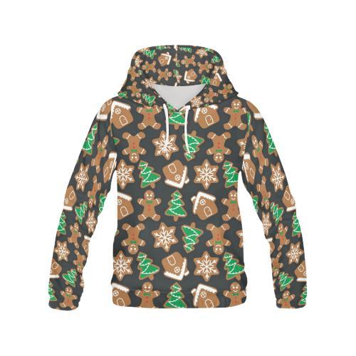 Gingerbread Man Pattern Print Chirstmas Men Pullover Hoodie-grizzshop