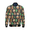 Gingerbread Man Pattern Print Chirstmas Men's Bomber Jacket-grizzshop