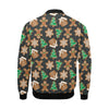 Gingerbread Man Pattern Print Chirstmas Men's Bomber Jacket-grizzshop