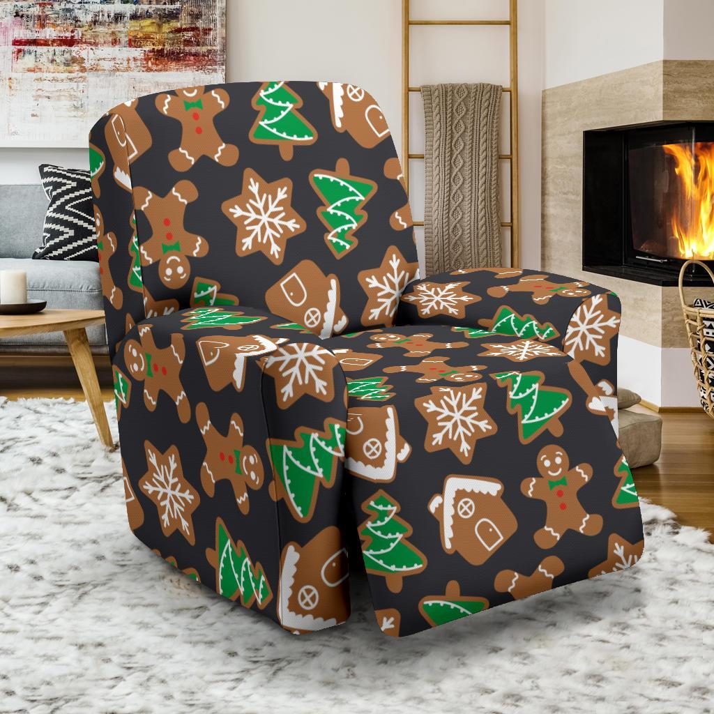 Gingerbread Man Pattern Print Chirstmas Recliner Cover-grizzshop