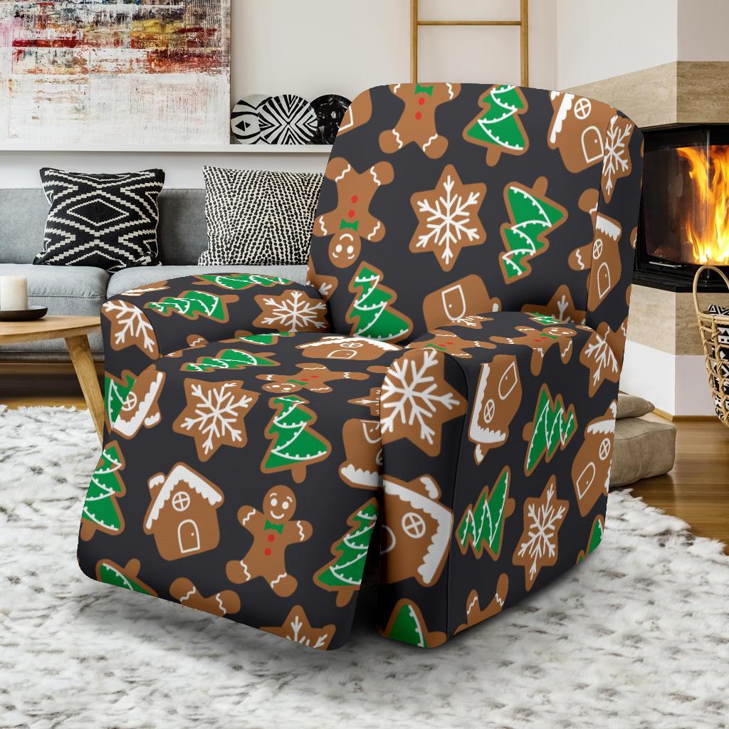 Gingerbread Man Pattern Print Chirstmas Recliner Cover-grizzshop