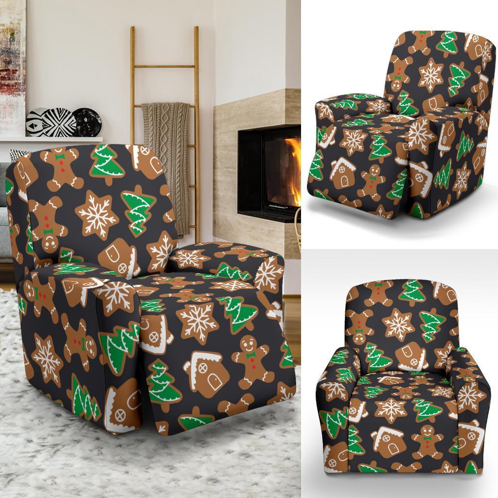 Gingerbread Man Pattern Print Chirstmas Recliner Cover-grizzshop