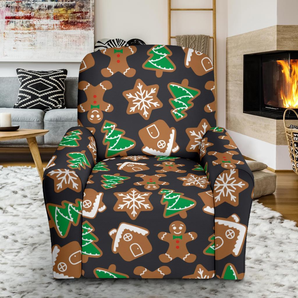 Gingerbread Man Pattern Print Chirstmas Recliner Cover-grizzshop