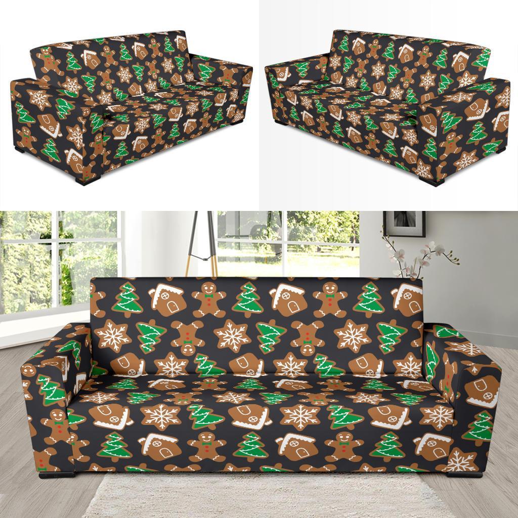 Gingerbread Man Pattern Print Chirstmas Sofa Covers-grizzshop