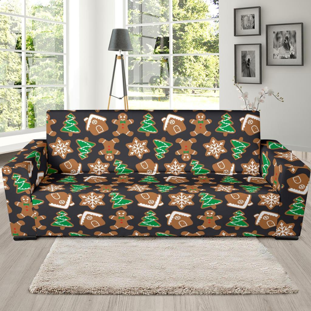 Gingerbread Man Pattern Print Chirstmas Sofa Covers-grizzshop